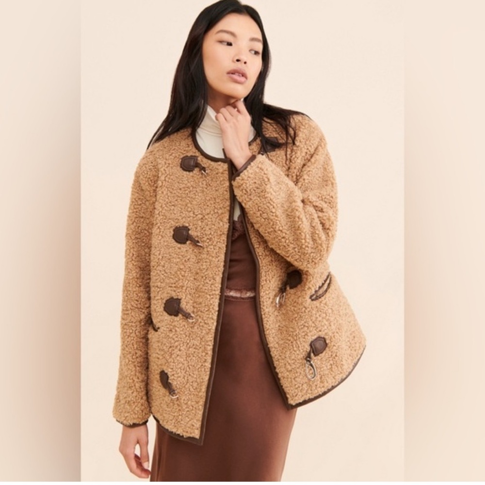 Joie Faux Shearling Jacket with Front Toggle Enclosure